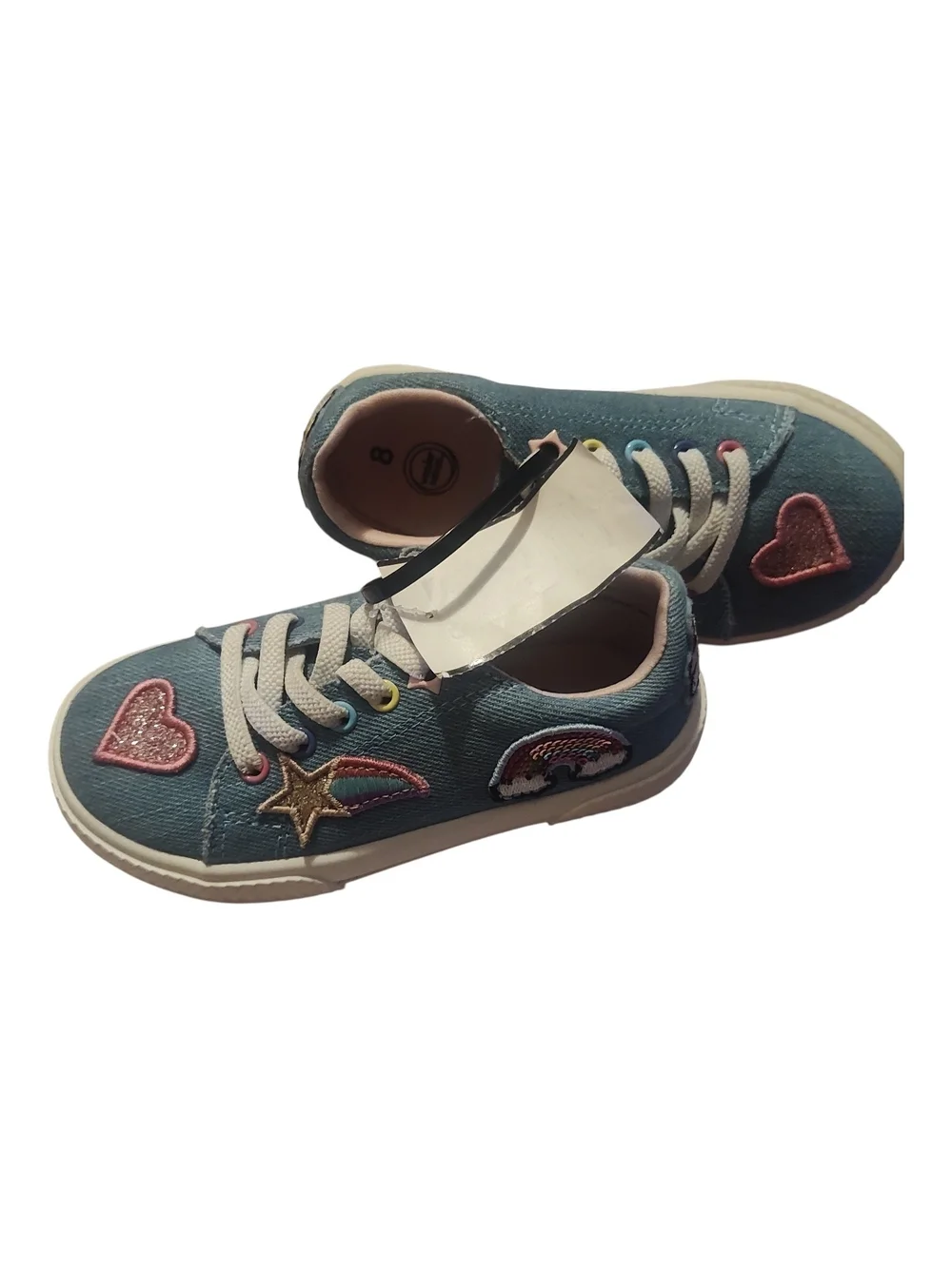 Wonder Nation Kids Tan Faux-Suede Boot Slippers & Blue Heart Patch Sneakers 7-8